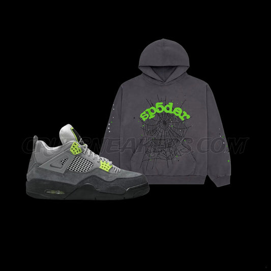 Air Jordan 4 Retro SE 'Neon 95- Sp5der Wait Web Hoodie 'Slate Grey'