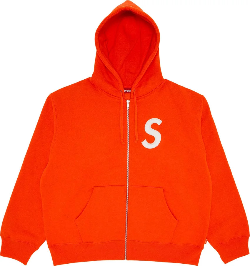 Supreme S Logo Zip Up Hooded Sweatshirt 'Bright Orange'